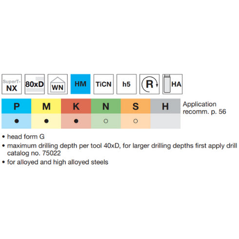 Τρυπάνι βαθιάς κοπής 80xD καρβιδίου στην άκρη